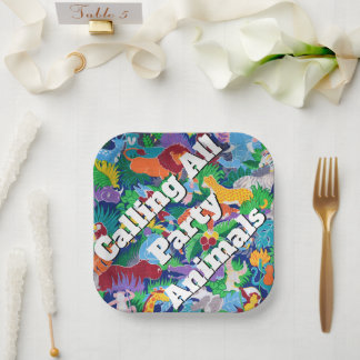 Safari ruft alle Party Tiere farbenfroh an Pappteller