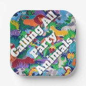 Safari ruft alle Party Tiere farbenfroh an Pappteller (Vorderseite)