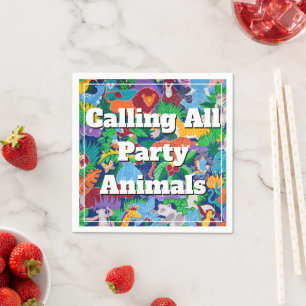 Safari ruft alle Party Tiere farbenfroh an Serviette