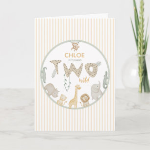 Safari Sage Grün und Gelb Two Wild 2. Geburtstag Karte