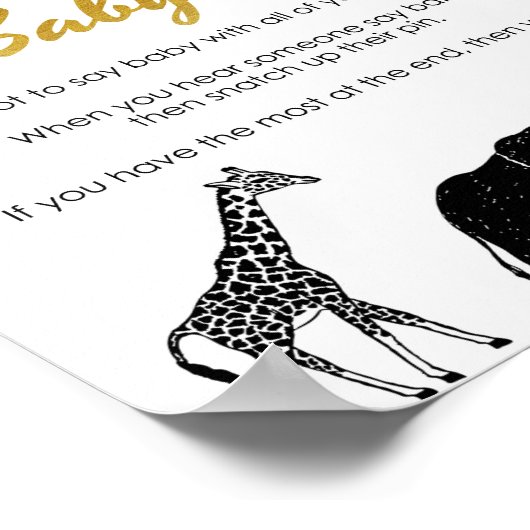 Safari Say Baby Shower Game Clothespin Peg Poster (Ecke)