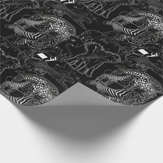 Safari Schwarz-Weiß-Niedliches einmaliges Geschenk Geschenkpapier (Ecke)