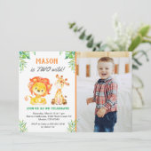 Safari Second Birthday Boy Wild One Jungle Party Einladung (Stehend Vorderseite)