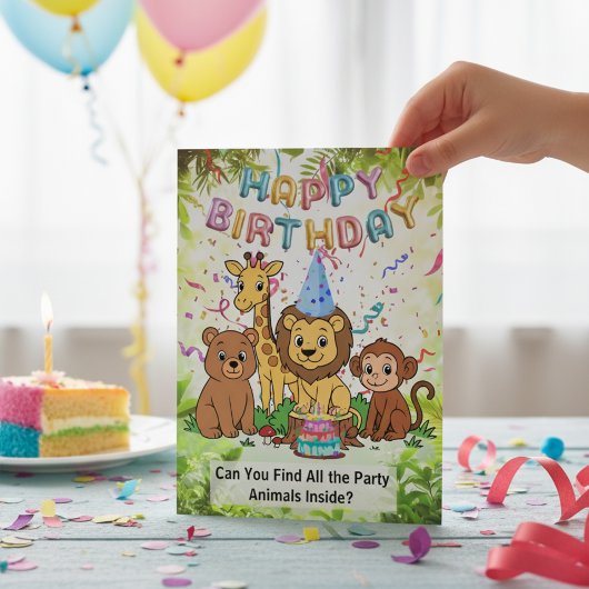 Safari See-n-Find Birthday Fun for Kids Karte