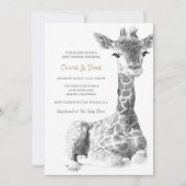 Safari Sketch | Niedliche Giraffe Babydusche Einladung (Vorderseite)