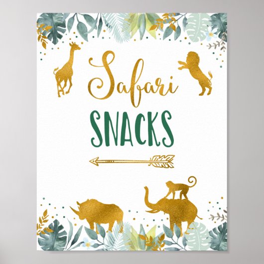 Safari Snacks Greenerity Gold Geburtstagszeichen Poster (Vorne)