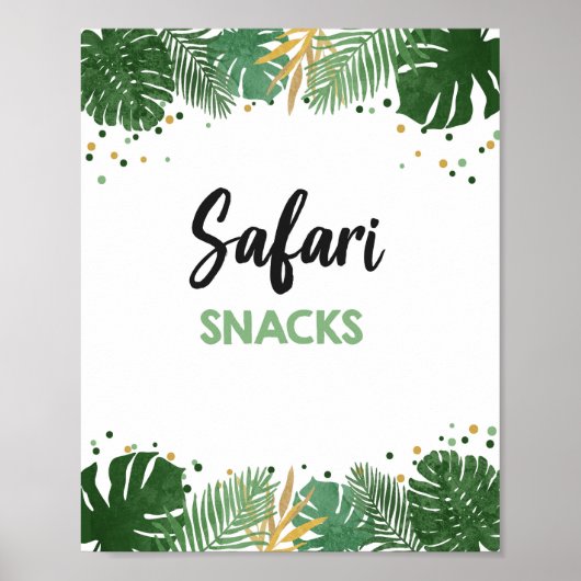 Safari Snacks Tropical Safari Boy Birthday Sign Poster (Vorne)