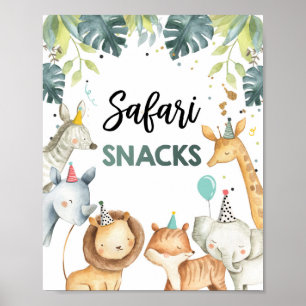 Safari Snacks Wilde Tiere Junge Geburtstag Tafelze Poster