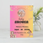 "Safari Soirée: Bernadette's Babydusche Celebrati Einladung (Stehend Vorderseite)