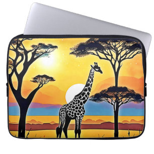 Safari-Sonnenuntergang: Umarmung der Giraffe Laptopschutzhülle