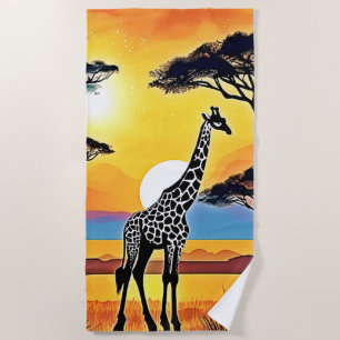 Safari-Sonnenuntergang: Umarmung der Giraffe Strandtuch
