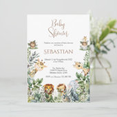 Safari Spanish Baby Shower Boy invitation Einladung (Stehend Vorderseite)