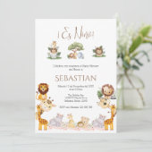 Safari Spanish Baby Shower Boy invitation Einladung (Stehend Vorderseite)
