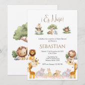 Safari Spanish Baby Shower Boy invitation Einladung (Vorne/Hinten)
