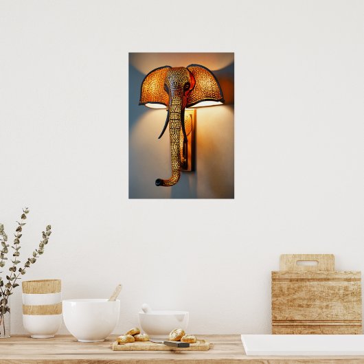 "Safari Splendor: Elephant Trunk Wall Lampe Fixier Poster (Küche)