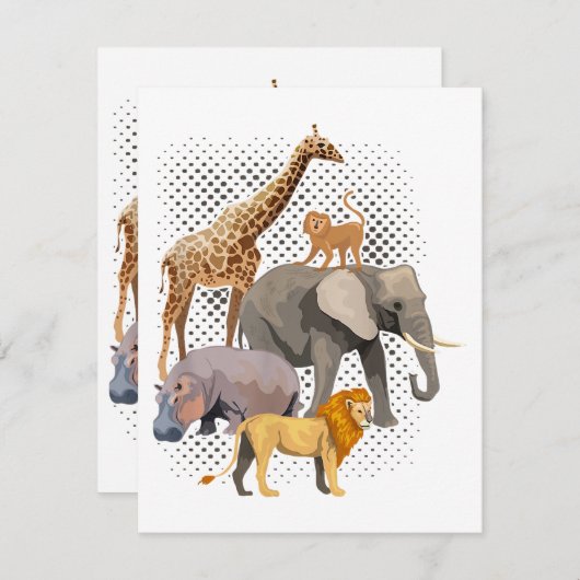 Safari Squad African Safari Tiere Funny Zoo Anim Begleitkarte (Vorne/Hinten)