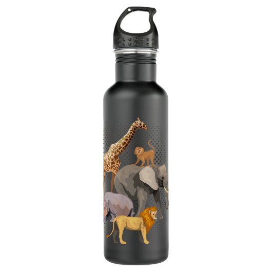 Safari Squad African Safari Tiere Funny Zoo Anim Edelstahlflasche (Vorderseite)