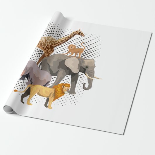 Safari Squad African Safari Tiere Funny Zoo Anim Geschenkpapier (Ungerollt)