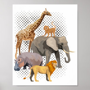 Safari Squad African Safari Tiere Funny Zoo Anim Poster