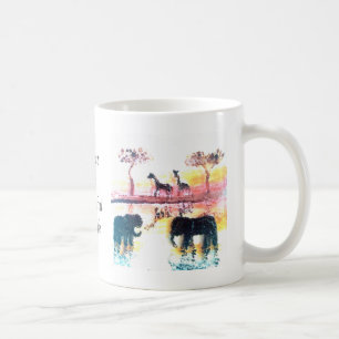 Safari Sunset Elephant, Giraffe Wildlife Kaffeetasse