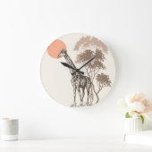 Safari Sunset Giraffe Naturlandschaft Große Wanduhr (Zuhause)