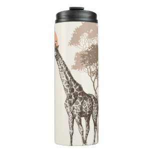 Safari Sunset Giraffe Naturlandschaft Thermosbecher