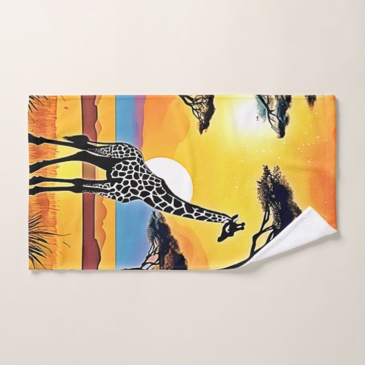 Safari Sunset: Giraffe's Embrace Badhandtuch Set (Handtuch)