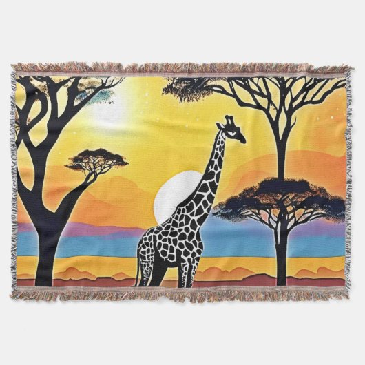Safari Sunset: Giraffe's Embrace Decke (Vorderseite)
