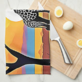 Safari Sunset: Giraffe's Embrace Geschirrtuch (Viertel Falte)