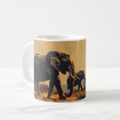 Safari Sunset: Vintager Elefant Kaffeetasse (Vorderseite Links)