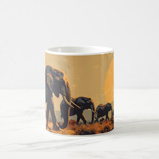 Safari Sunset: Vintager Elefant Kaffeetasse (Mittel)