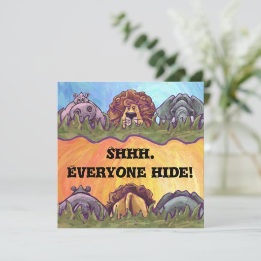 Safari Surprise Party Einladung (Stehend Vorderseite)