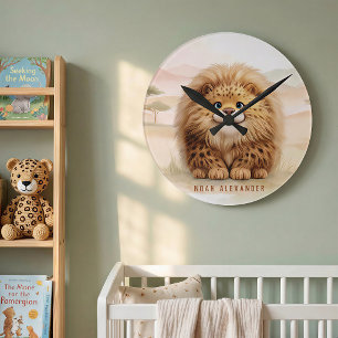 Safari Süß Zuberi Der Fluffige Leopard Name Kinder Runde Wanduhr