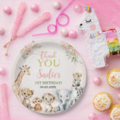 Safari Sweet Girl Floral Birthday Pappteller (Party)
