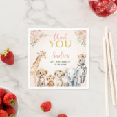 Safari Sweet Girl Floral Birthday Serviette (Beispiel)