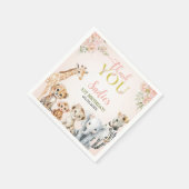 Safari Sweet Girl Floral Birthday Serviette (Ecke)