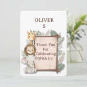 Safari Thank You Card, Oliver Birthday Thank You Dankeskarte (Stehend Vorderseite)