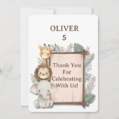 Safari Thank You Card, Oliver Birthday Thank You Dankeskarte (Vorderseite)