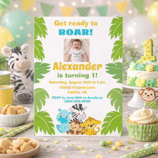 Safari-Thema 1. Geburtstag Einladung