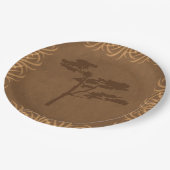 Safari-Thema-Akazie mit hoher Gras-Grenze Pappteller (Schrägansicht)