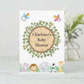 Safari Thema Baby Dusche Flat Einladung (Stehend Vorderseite)