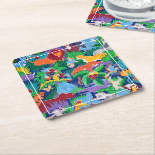 Safari Thema Birthday Rainbow Party Rechteckiger Pappuntersetzer