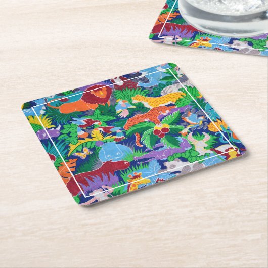 Safari Thema Birthday Rainbow Party Rechteckiger Pappuntersetzer (angewinkelt)