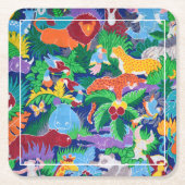 Safari Thema Birthday Rainbow Party Rechteckiger Pappuntersetzer (Vorderseite)