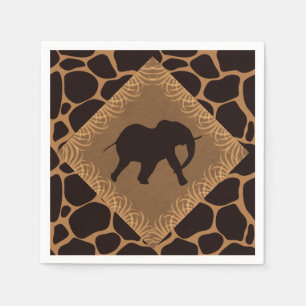 Safari-Thema-Elefant über Giraffen-Druck Serviette