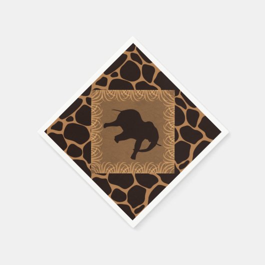 Safari Thema Elephant über Giraffe Print Serviette (Ecke)