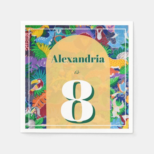 Safari Thema Geburtstag benutzerdefinierten Alter Serviette (Vorderseite)