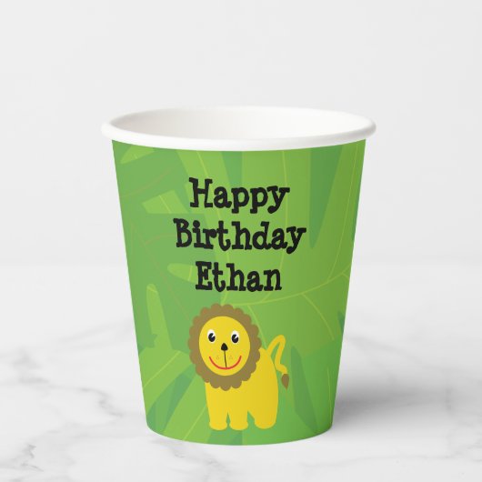 Safari Thema Geburtstag - Löwenpapiertasse Pappbecher (Vorderseite)