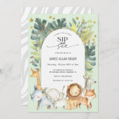 Safari Thema niedliche Schluck und sehen Babydusch Einladung (Vorne/Hinten)