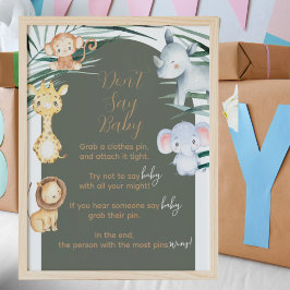 Safari Thema Say Baby Shower Game Sign Poster
